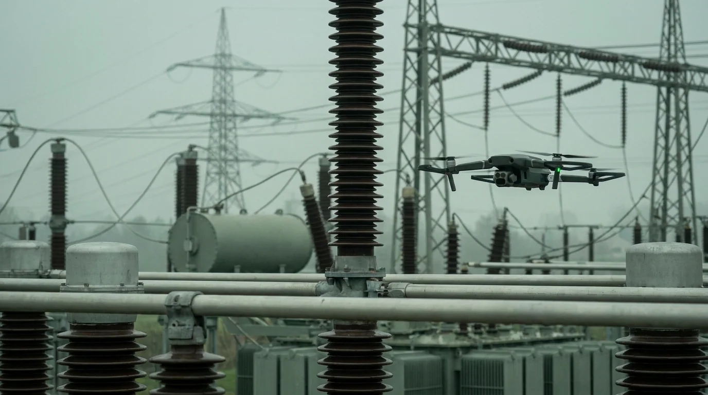 AX-Cirrus inspecting an insulator string inside a high-voltage substation